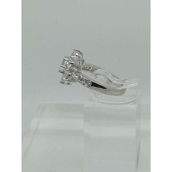 4.06CT Vintage White Gold Plated Floral Cluster Cocktail Engagement Ring Size 6 - Picture 2 of 8